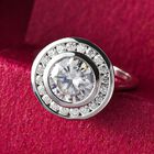 88 Facetten Moissanit-Ring, 925 Silber platiniert (Größe 18.00) ca. 2.16 ct