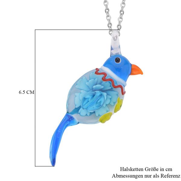 Mehfarbiger Anhänger im Murano-Stil mit 60cm Kette, Papagei Design image number 6