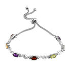 Verstellbares, mehrfarbiges Edelstein-Armband, ca. 26.75 cm, Edelstahl, ca. 3,27 ct