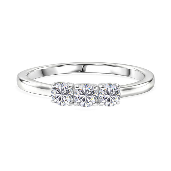 Moissanit Ring, 925 Silber platiniert - 0,71 ct.