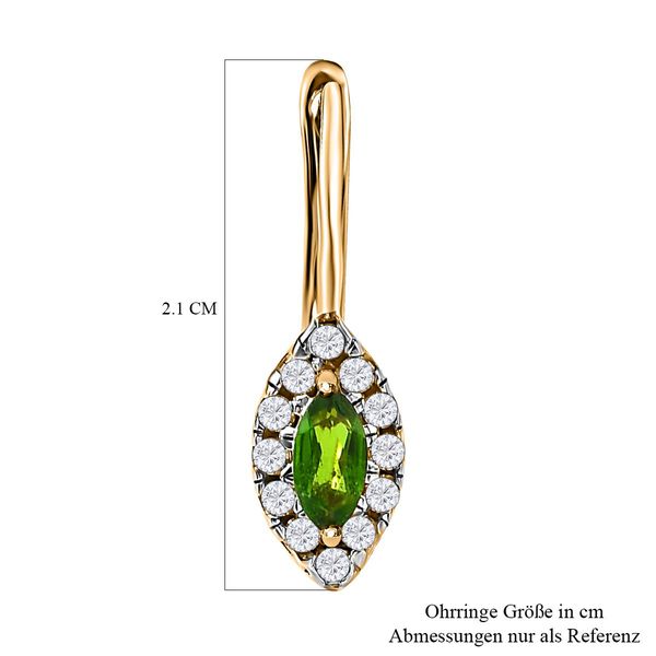 Natürlicher Chromdiopsid, weißer Zirkon Ohrringe 925 Silber vergoldet ca. 0.97 ct image number 5