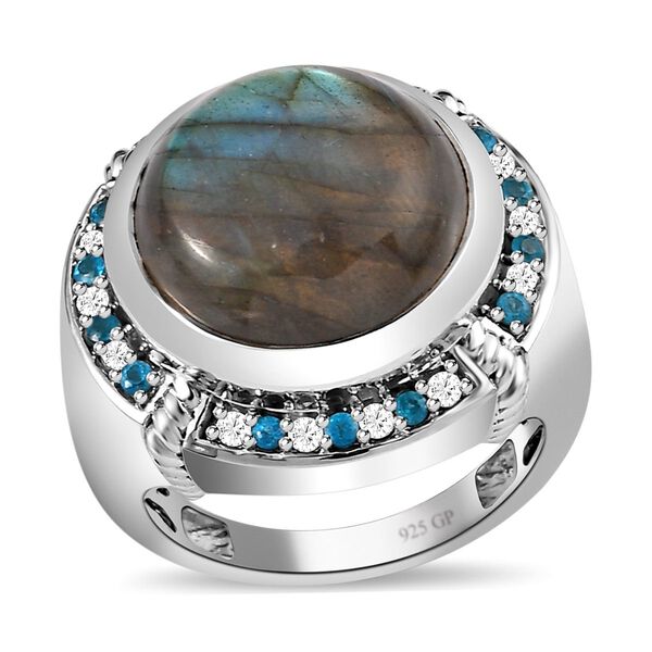 GP Art Déco Kollektion - Labradorit, Neon Apatit und Multi-Edelstein-Ring - 12,10 ct. image number 4