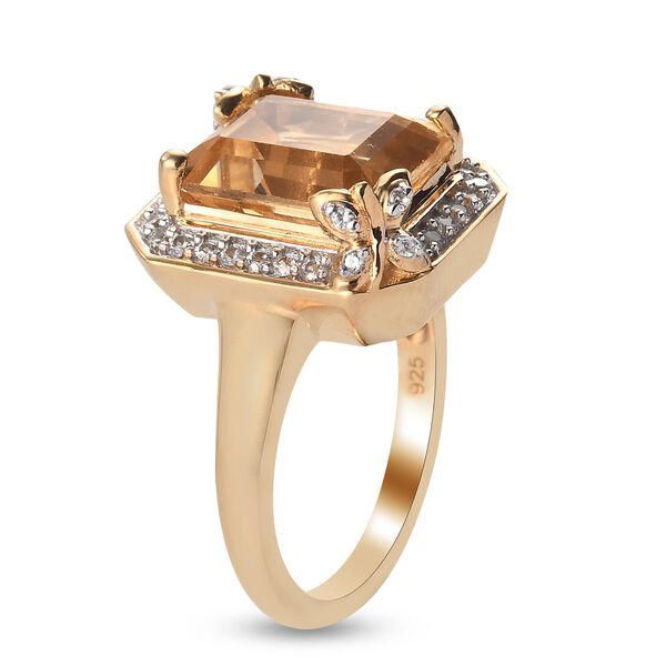 Citrine und Zirkon Ring 925 Silber 585 Vergoldet image number 4