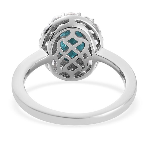 Blaugrüner Grandidierit und Zirkon Halo Ring 925 Silber Platin-Überzug image number 5