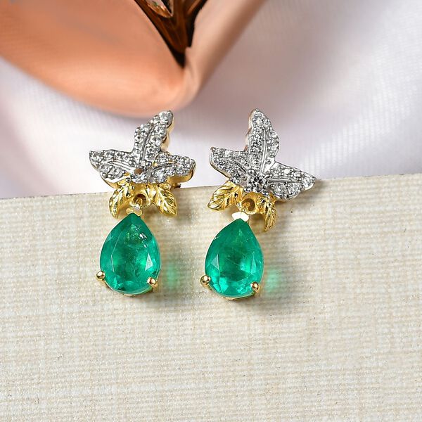 D'Joy Smaragd Triplett Quarz und Zirkon zweifarbige Ohrringe - 2,84 ct. image number 2