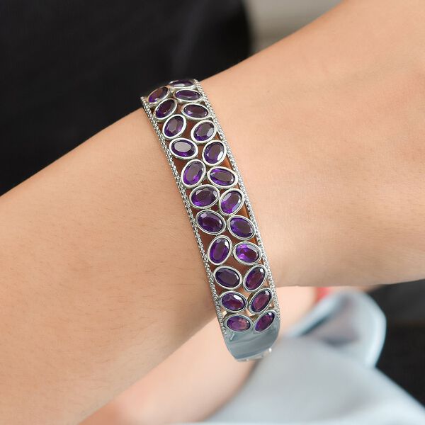 Afrikanischer Amethyst Armreif ca. 19 cm Edelstahl ca. 10.35 ct image number 3