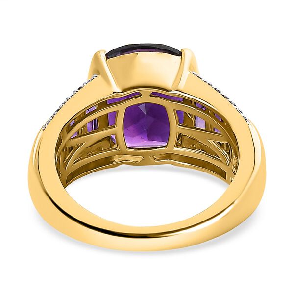 Afrikanischer Amethyst, Wei&szlig;er Zirkon Ring, 925 Silber Gelbgold Vermeil (Gr&ouml;&szlig;e 17.00) ca. 6.10 ct image number 6
