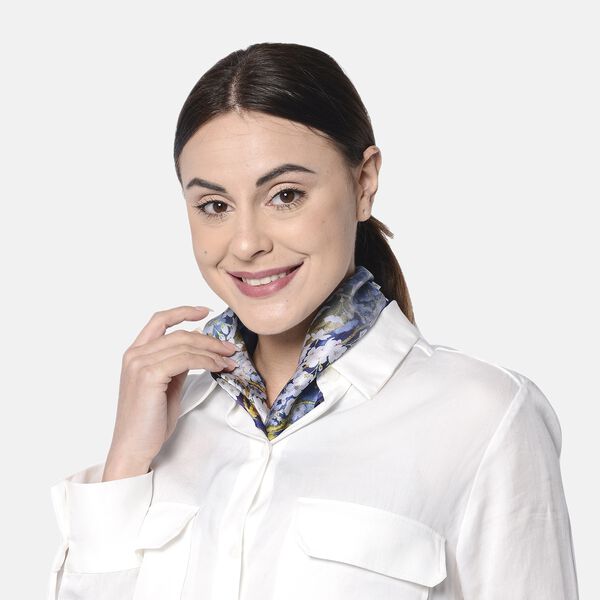 LA MAREY 100% nat&uuml;rlicher Maulbeerseiden Schal
 Material:100% Mulberry silk Gr&ouml;&szlig;e:52*52cm Weight:30g blue print
 image number 2