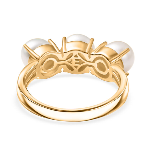 EverTrue wei&szlig;er S&uuml;&szlig;wasser Perle Trilogie-Ring in Goldton image number 5