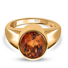 Madeira Citrin Solitär Ring 925 Silber 585 Vergoldet image number 0