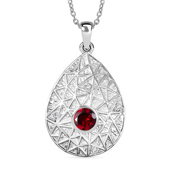 EverTrue roter Granat und wei&szlig;er Topas Anh&auml;nger mit 50cm Kette - 1 ct.