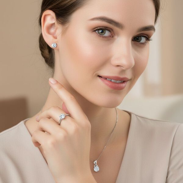 D'Joy Moissanit Schmuckset, 925 Silber rhodiniert - 1,40 ct. image number 2