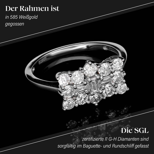 LUXORO klassischer SGL zertifizierter I1 GH Diamant-Boot-Ring in 585 Weißgold - 1 ct. image number 3