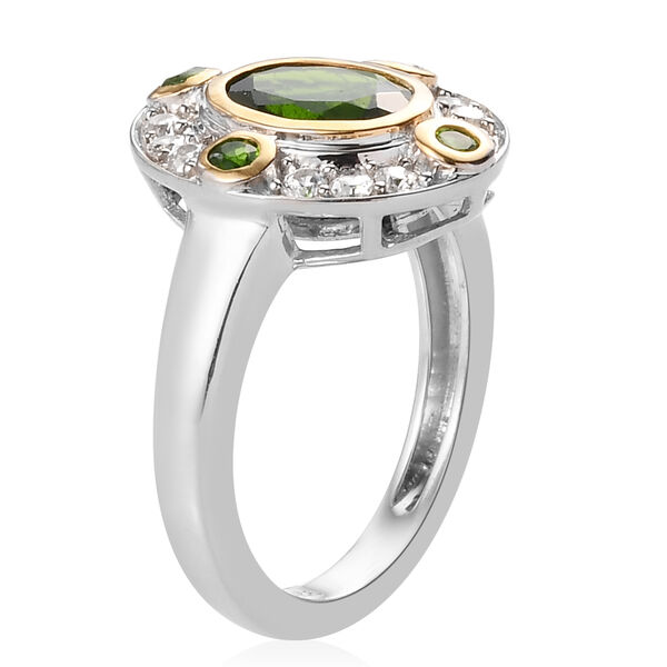 Natürlicher Chromdiopsid und Zirkon Ring 925 Silber Bicolor  ca. 1,76 ct image number 5