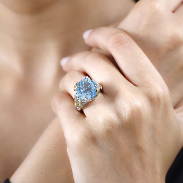 GP Celestial Dream Kollektion - Himmelblauer Topas, Zirkon und Kanchanaburi blauer Saphir-Ring - 12,87 ct. image number 3