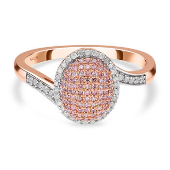 Nat&uuml;rlicher rosa und wei&szlig;er Diamant Ring, 925 Silber Ros&eacute;gold Vermeil (Gr&ouml;&szlig;e 21.00) ca. 0.50 ct