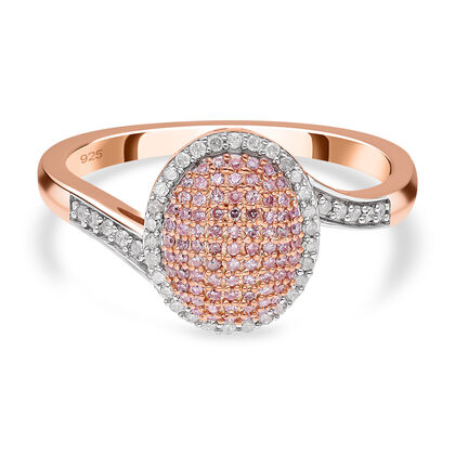 Nat&uuml;rlicher rosa und wei&szlig;er Diamant Ring, 925 Silber Ros&eacute;gold Vermeil (Gr&ouml;&szlig;e 21.00) ca. 0.50 ct