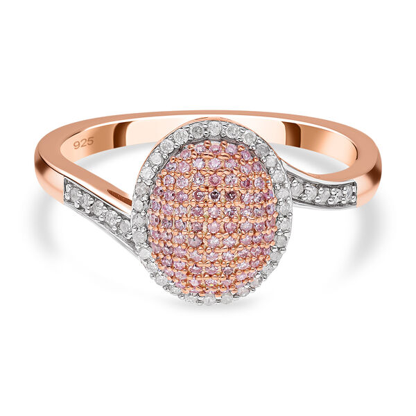 Nat&uuml;rlicher rosa und wei&szlig;er Diamant Ring, 925 Silber Ros&eacute;gold Vermeil (Gr&ouml;&szlig;e 21.00) ca. 0.50 ct