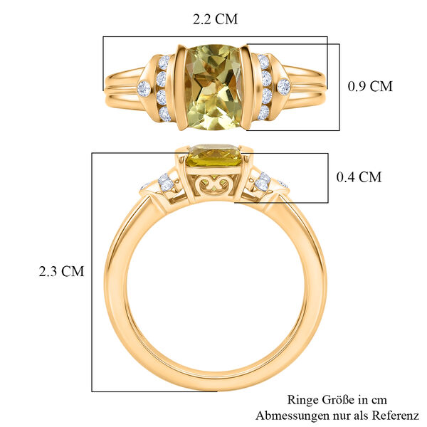 D'Joy AAA Ouro Verde-Quarz, Wei&szlig;er Zirkon Ring 925 Silber 750 Vergoldet (Gr&ouml;&szlig;e 18.00) ca. 1,59 ct image number 6