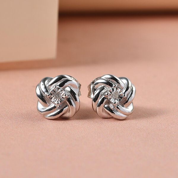 Wei&szlig;e Diamant-Ohrringe, 925 Silber platiniert image number 2