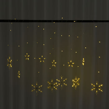 126 LED Vorhang warmwei&szlig;e Lichterkette - Schneeflocken, 3xAA (nicht inkl.), Gr&ouml;&szlig;e 350x85 cm