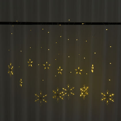 126 LED Vorhang warmwei&szlig;e Lichterkette - Schneeflocken, 3xAA (nicht inkl.), Gr&ouml;&szlig;e 350x85 cm