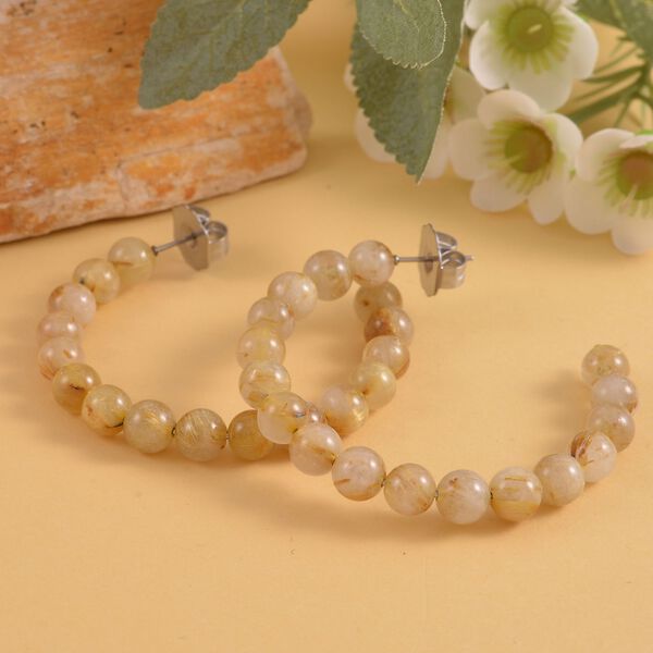 Rutilquarz Creolen, Edelstahl ca. 50,00 ct image number 2