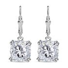 J Francis gefertigt mit SWAROVSKI ASSCHER SCHLIFF Weißer Kristall Ohrringe 925 Silber rhodiniert 8.96 ct