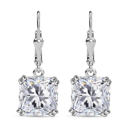 J Francis gefertigt mit SWAROVSKI - ASSCHER SCHLIFF Wei&szlig;er Kristall Ohrringe 925 Silber rhodiniert 8.96 ct