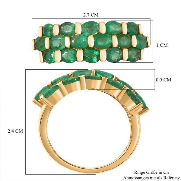 Gemfields Kagem Sambischer Smaragd Ring 925 Silber 750 Gelbgold Vermeil (Gr&ouml;&szlig;e 21.00) ca. 2.54 ct image number 6