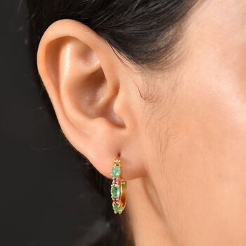 D&rsquo;Joy Smaragd und Mosambik Rubin Ohrringe - 1,39 ct.