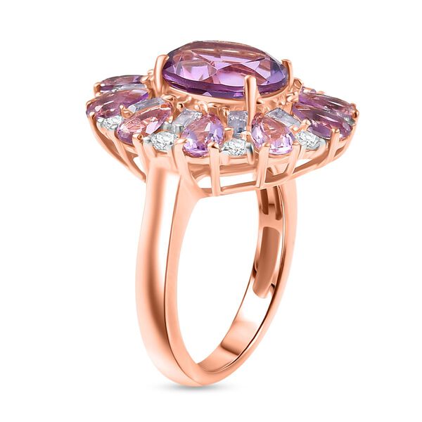 D'Joy AAA Rose De France Amethyst Ring 925 Silber 750 Ros&eacute;gold Vermeil (Gr&ouml;&szlig;e 21.00) ca. 5,55 ct image number 5