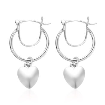 Herz Charme Ohrringe 925 Silber platiniert