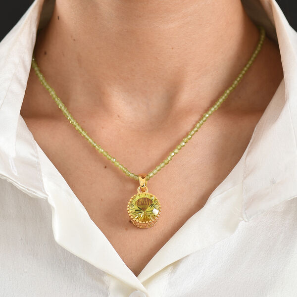 D'Joy AAA Ouro Verde-Quarz, Peridot Schmuckset ca. 50 cm 925 Silber 750 Gelbgold vermeil ca. 48,93 ct. image number 2