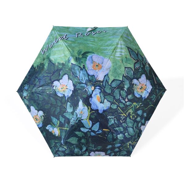 UV-Schutz Regenschirm, 91x50cm, inklusive Aufbewahrungstasche, Dunkelgr&uuml;n mit Blumen image number 3