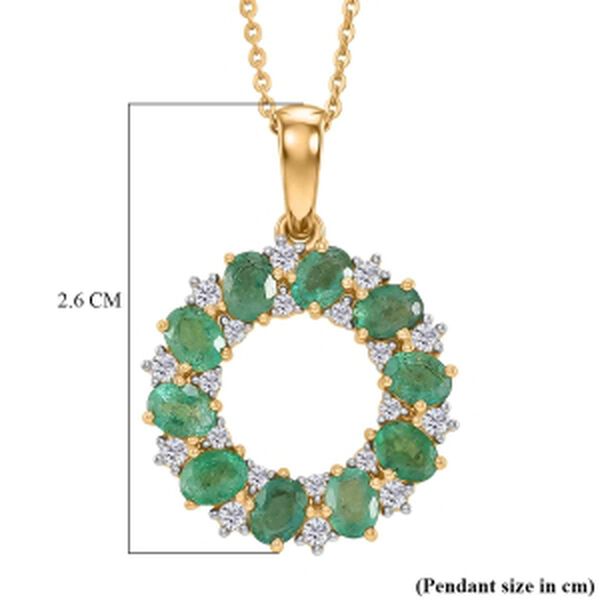 D'Joy AAA Kagem Sambischer Smaragd, Wei&szlig;er Zirkon Schmuckset ca. 50 cm 925 Silber 750 Gelbgold vermeil ca. 2,00 ct. image number 6
