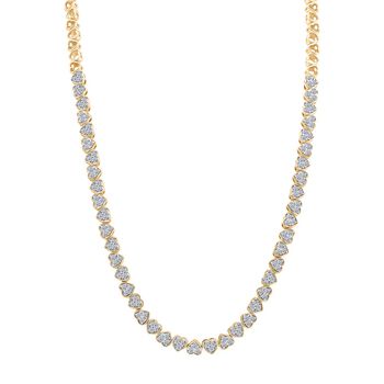 LUXURIANT SGL zertifizierte SI-GH Labor Diamant 45cm Halskette, 925 Silber 750 Gelbgold Vermeil - 3 ct.