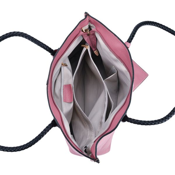 2er-Set Echtleder-Shopper, stilvolle Handtaschen mit passendem Rei&szlig;verschluss-Etui, Rosa image number 6