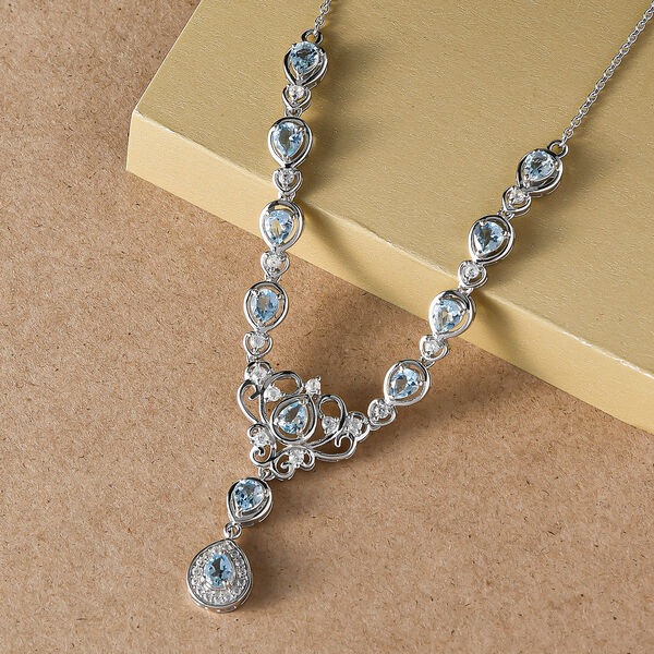 Espirito Santo Aquamarin und Zirkon-Halskette in Silber, 4,19 ct. image number 3