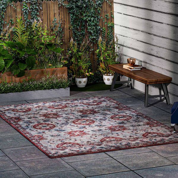 Handgefertigter Digitaldruck-Teppich, rot und weiß image number 2