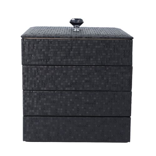 4-schichtiger Schmuck-Organizer mit großem Spiegel, 21.59x21.59x21.59 cm, schwarz image number 1