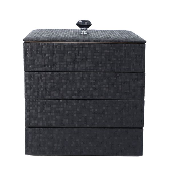 4-schichtiger Schmuck-Organizer mit gro&szlig;em Spiegel, 21.59x21.59x21.59 cm, schwarz image number 1