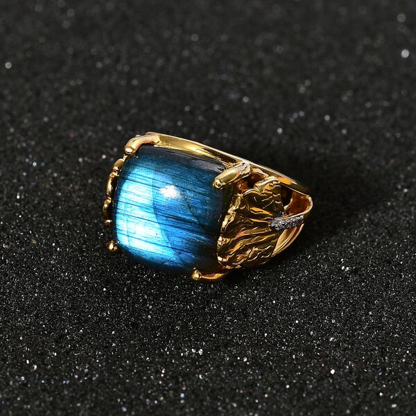 GP Italian Garden Kollektion- AAA Labradorit, Zirkon und Kanchanaburi blauer Saphir-Ring - 14,77 ct. image number 3