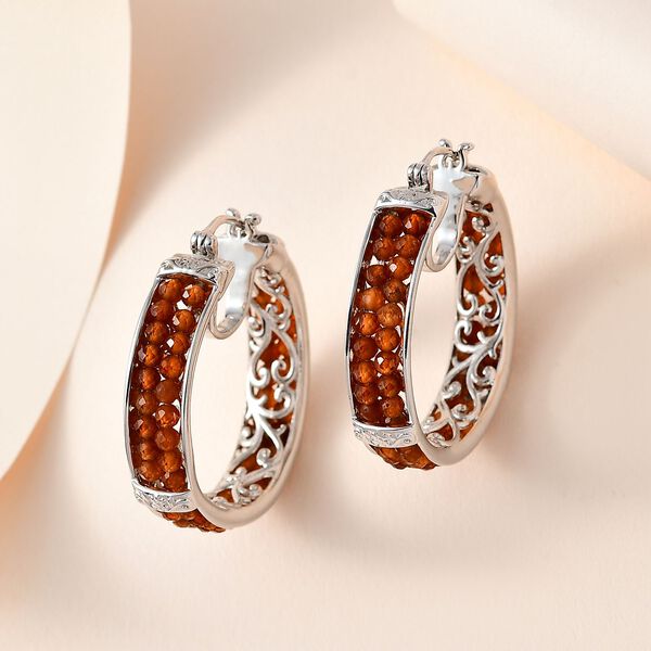 Hessonit Granat Ohrringe Reines Messing ca. 21,00 ct. image number 2