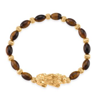 Tigerauge Armband, flexibel (ca. 18 - 19 cm), gelb vergoldet ca. 35.00 ct