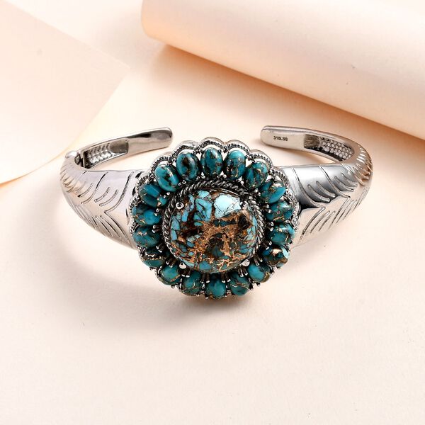 Blauer Türkis-Armreif, 19 cm - 38,99 ct. image number 2