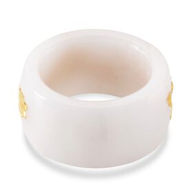 EXTREM SELTEN Natürliche Weiße Jade Drachen Ring 999er Gold (Größe 16.00) ca. 36.00 ct