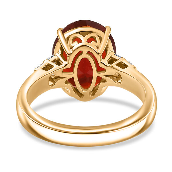 AAAA Mexikanischer Kirschfeuer-Opal, Wei&szlig;er Diamant Ring 585 Gelb Gold (Gr&ouml;&szlig;e 18.00) ca. 3.34 ct image number 5