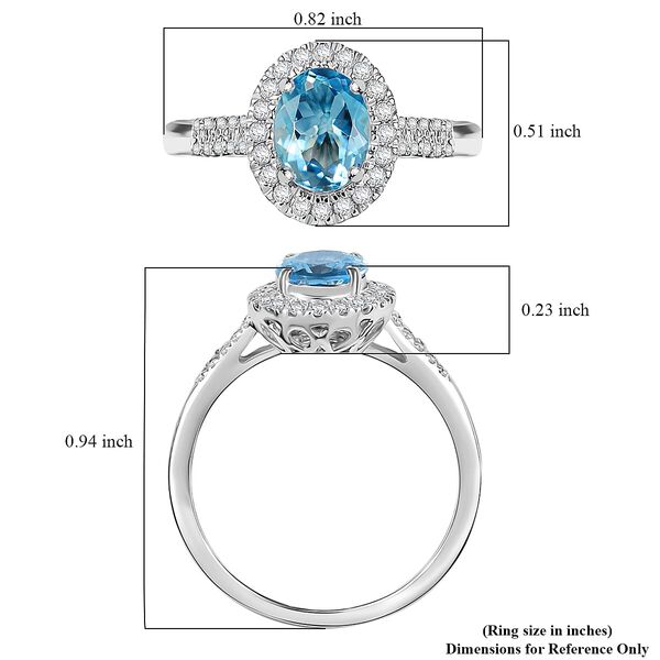 AAA Santamaria Aquamarin, Weißer Diamant Ring 585 Gold (Größe 17.00) ca. 1,58 ct image number 5