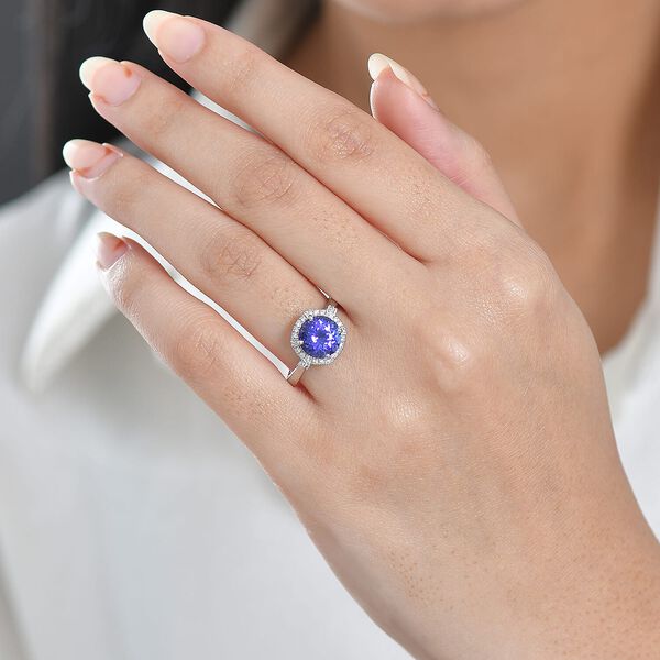 Rhapsody AAAA Tansanit, Wei&szlig;er Diamant Ring 950 Platin (Gr&ouml;&szlig;e 16.50) ca. 2,97 ct image number 2